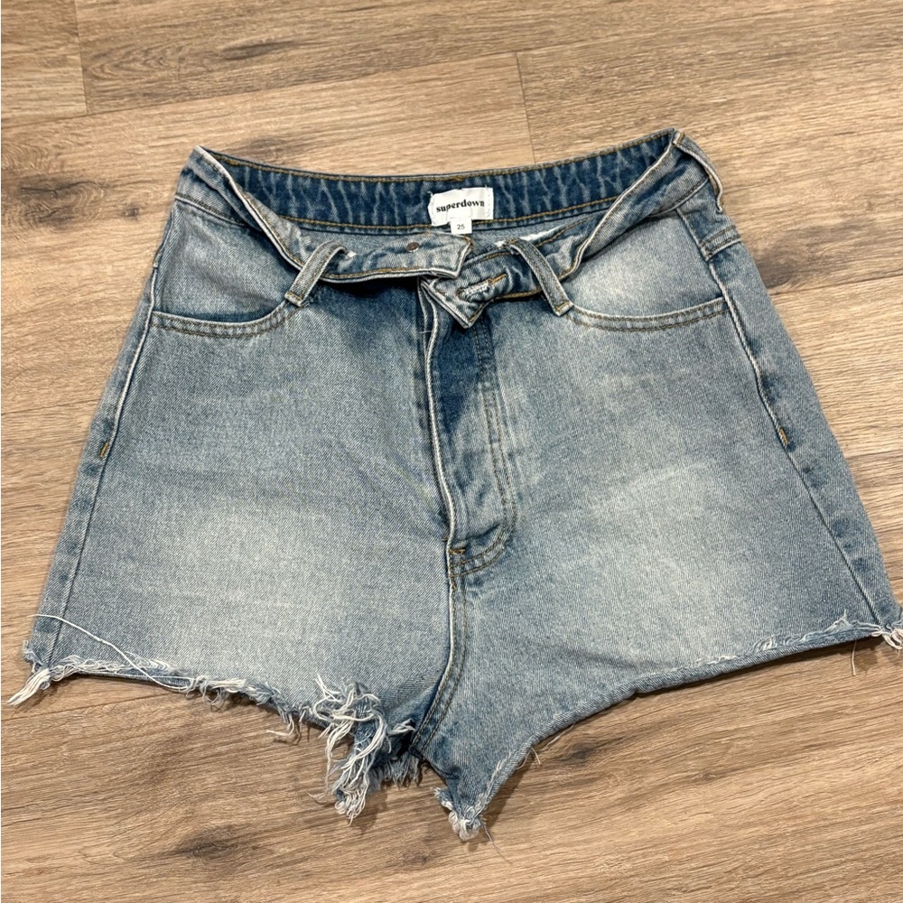 Superdown Audriana fold over denim shorts
